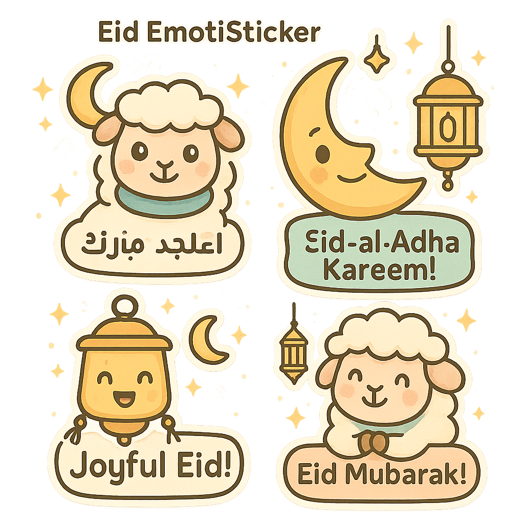 Prompt Bộ Sticker Cảm Xúc Eid Tùy Biến Cho Chat, Video & Thương Hiệu Số - Ảnh 4