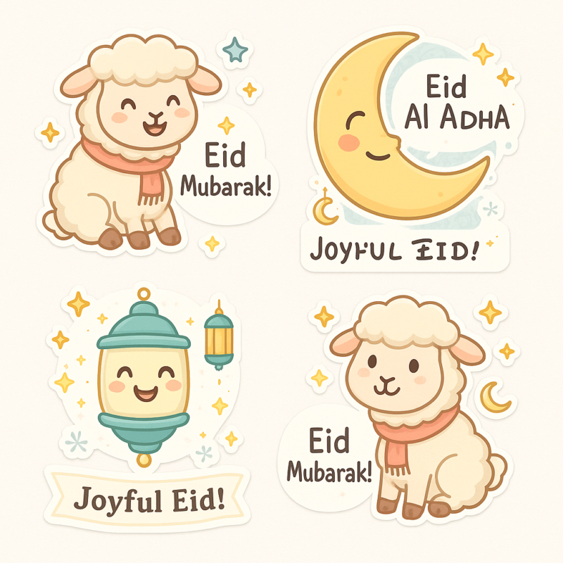 Prompt Bộ Sticker Cảm Xúc Eid Tùy Biến Cho Chat, Video & Thương Hiệu Số