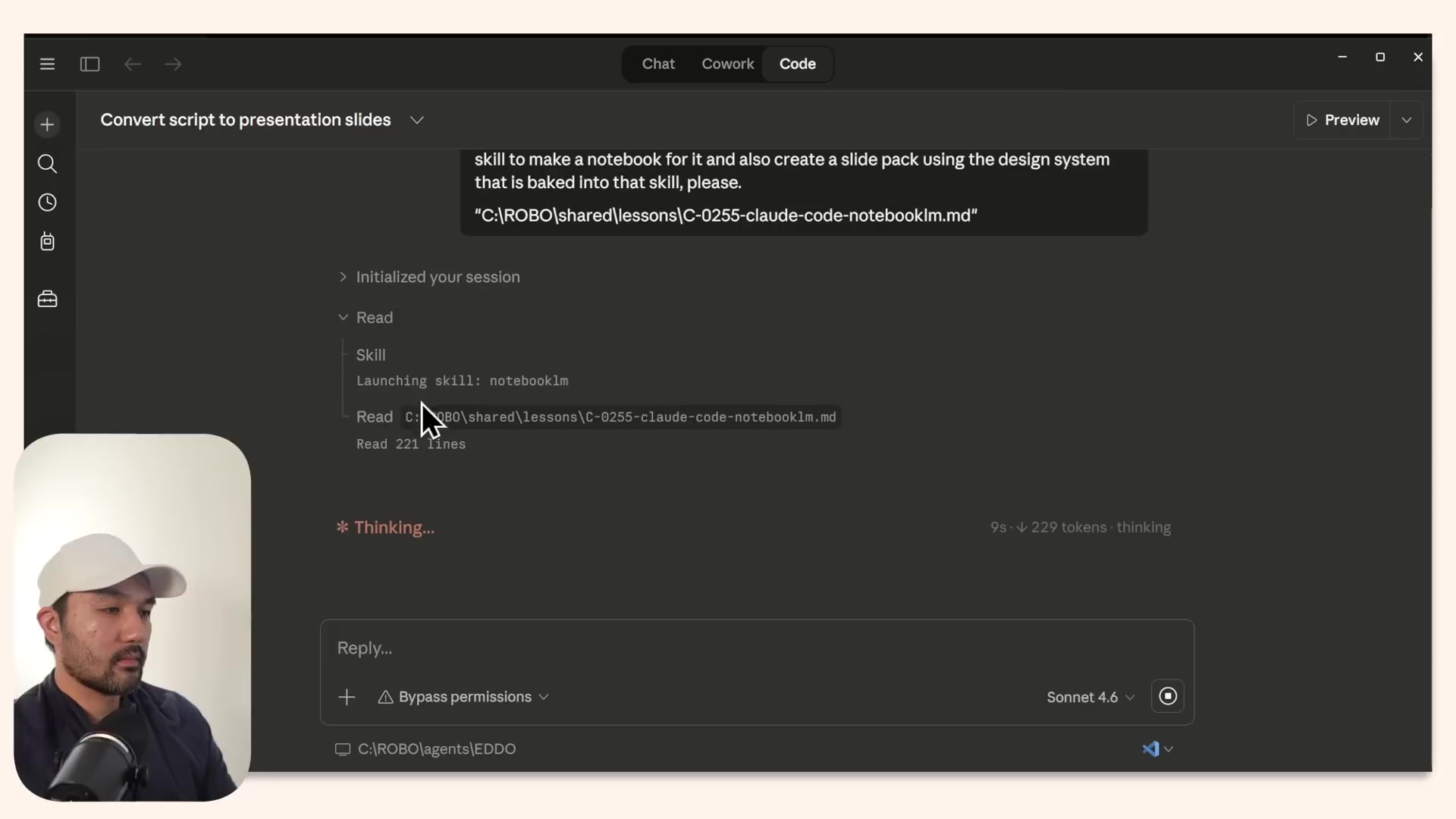 Claude Code dùng NotebookLM skill và file markdown để tạo slide