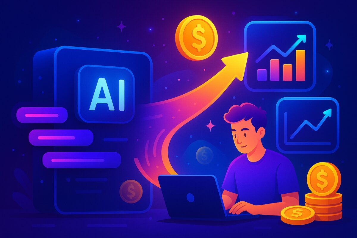 Illustration of AI prompts generating multiple income streams