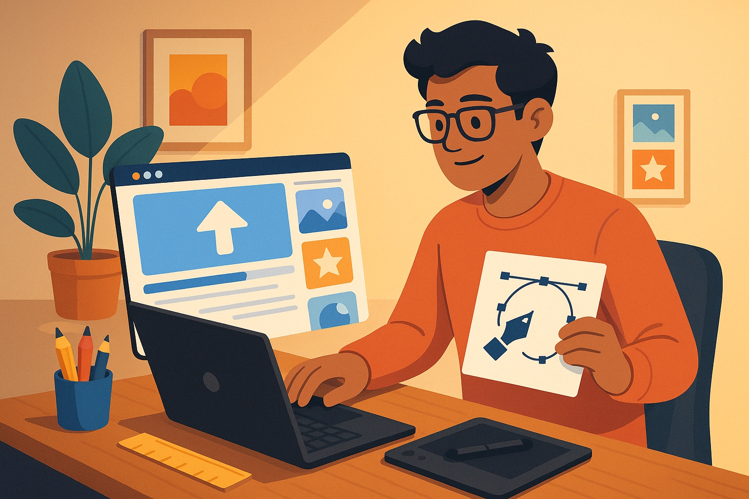 Designer uploading design files online