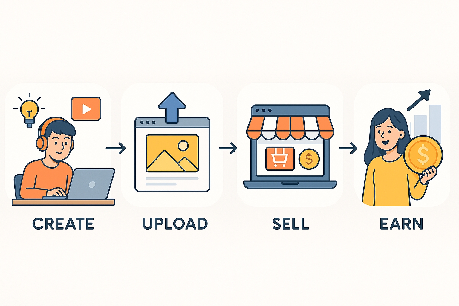 Infographic of digital product creation and sales process