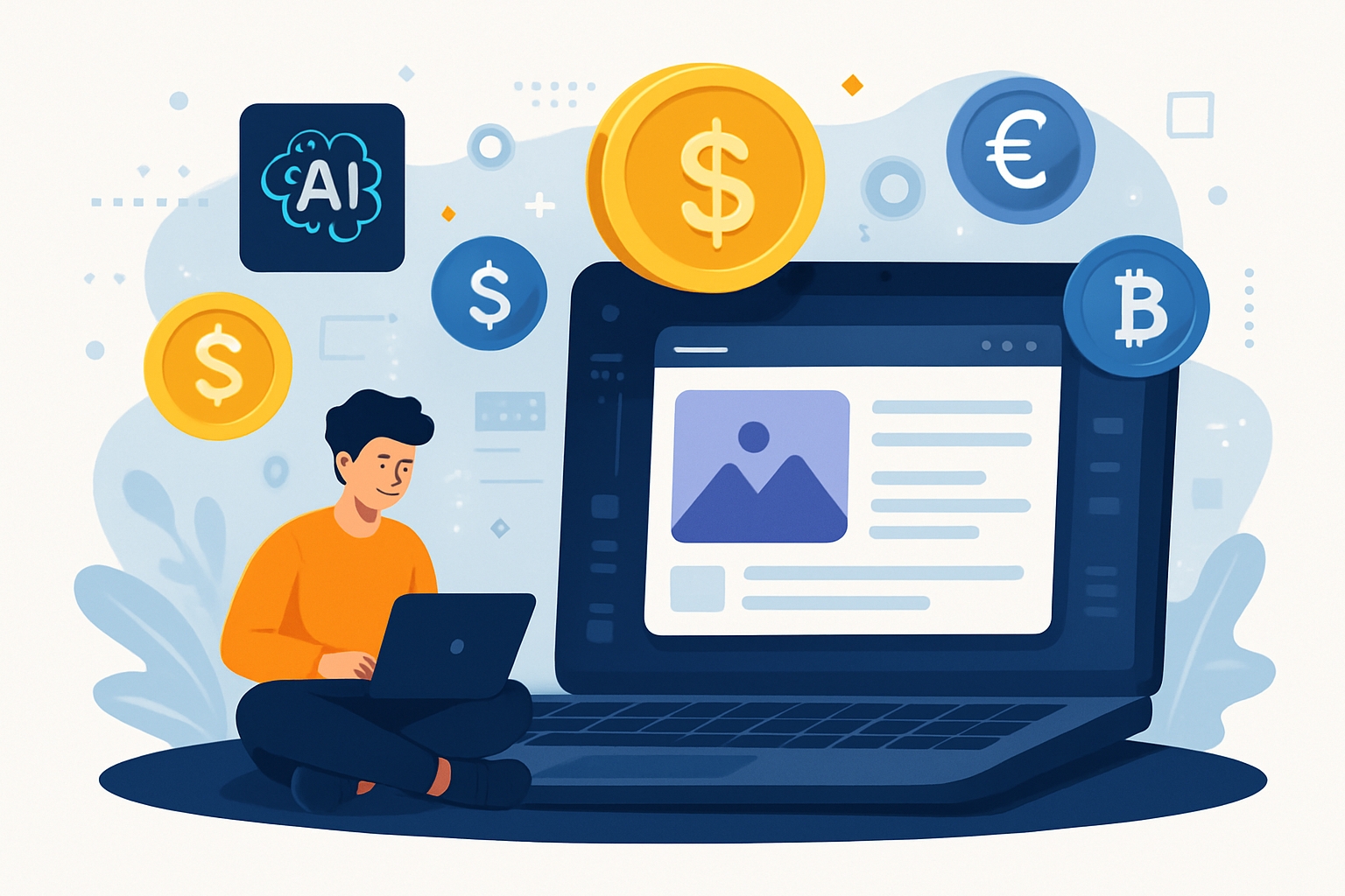 Hình ảnh biểu tượng kiếm tiền qua AI prompt kỹ thuật số