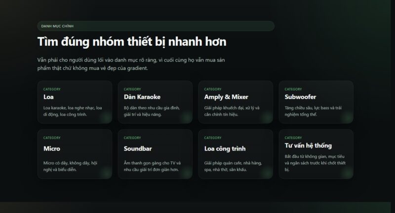 Category grid của website 769 Audio