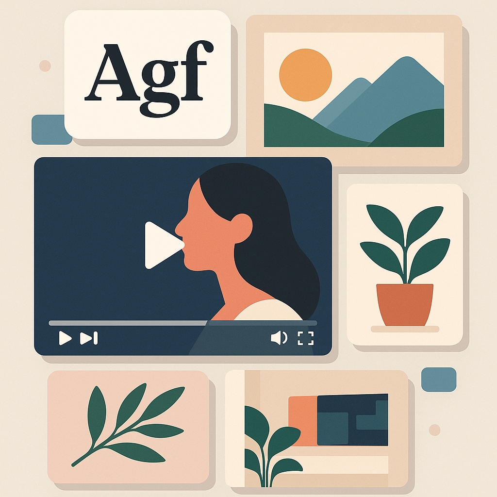 Variety of digital products including fonts and images